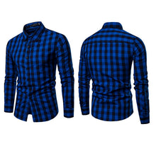 Load image into Gallery viewer, Classic Casual Men's Button Down Slim Fit Long Sleeved Dress Business Shirts Tops Modern S-2XL Slim Plaid Blouse Musle Shape
