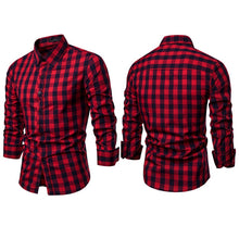 Load image into Gallery viewer, Classic Casual Men's Button Down Slim Fit Long Sleeved Dress Business Shirts Tops Modern S-2XL Slim Plaid Blouse Musle Shape
