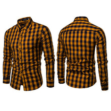 Load image into Gallery viewer, Classic Casual Men's Button Down Slim Fit Long Sleeved Dress Business Shirts Tops Modern S-2XL Slim Plaid Blouse Musle Shape
