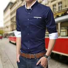 Load image into Gallery viewer, Legible Casual Social Formal shirt Men long Sleeve Shirt Business Slim Office Shirt male Cotton Mens Dress Shirts white 4XL 5XL

